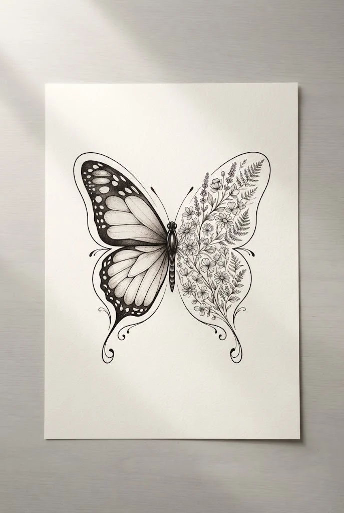 Wildflower Meadow and Monarch Blend — butterfly floral tattoo style outfit