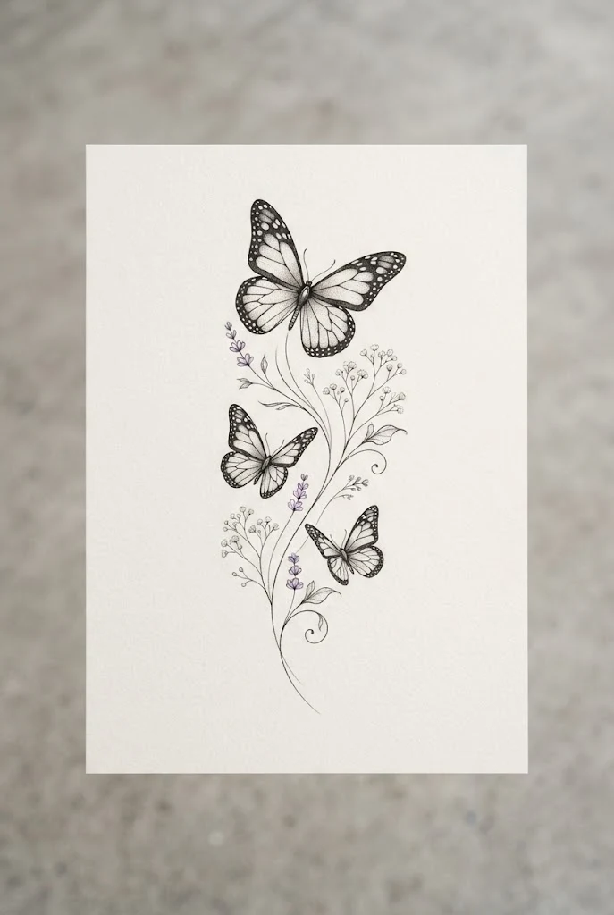 Nape Elegance and Spine Flow — butterfly flower tattoo design style outfit