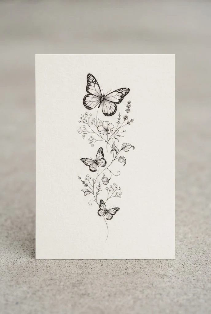 Wrist-to-Hand Minimalist Trail — butterfly flower tattoo design style outfit