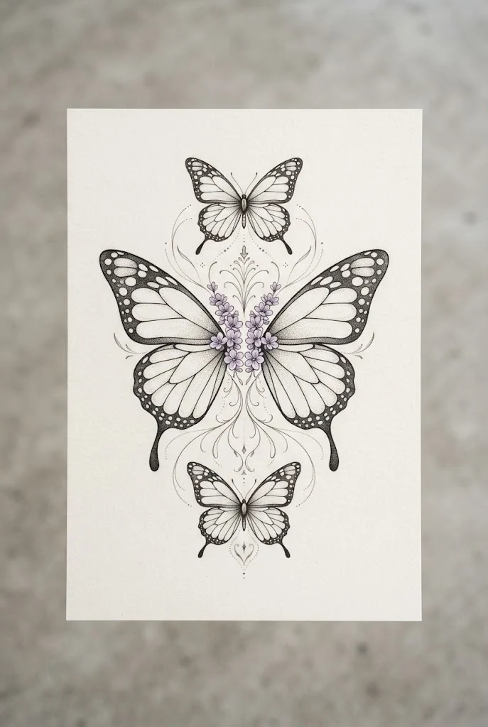 Lower Back Symmetry Masterpieces — butterfly flower tattoo design style outfit