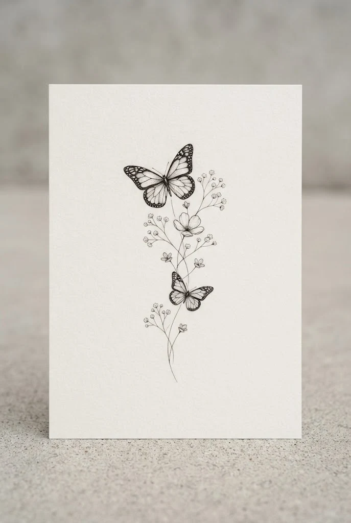 Behind-the-Ear Minimalist Whispers — butterfly flower tattoo design style outfit