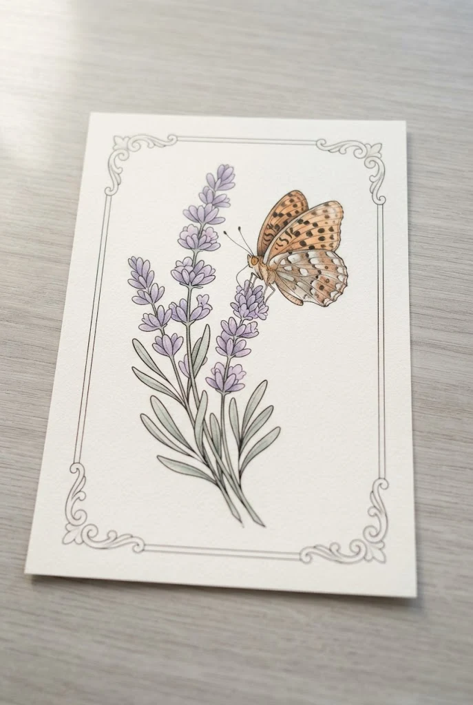 Pastel Lavender and Fritillary Butterfly — butterfly flowers tattoo style outfit