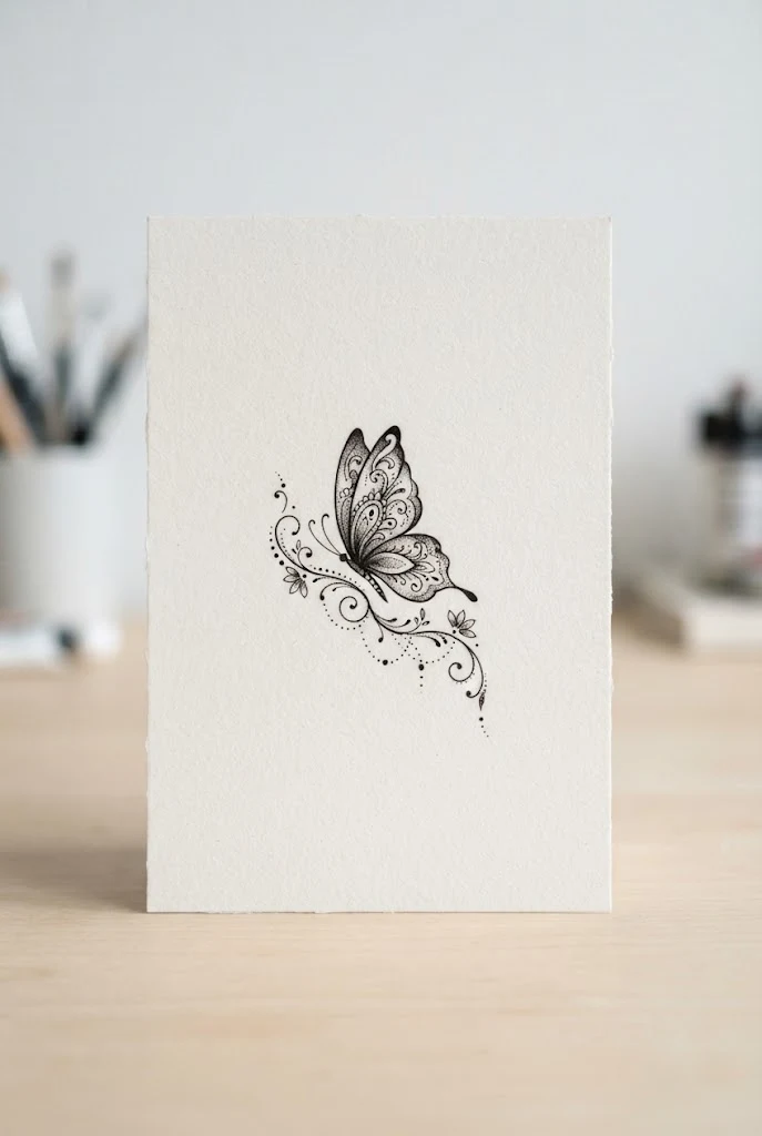 Inner Wrist Secret Flutter — butterfly henna tattoo style outfit