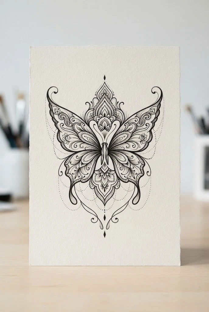 Double-Winged Mirror Pair — butterfly henna tattoo style outfit