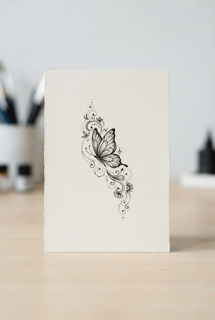 Delicate Wrist Flutter — butterfly henna tattoo style outfit