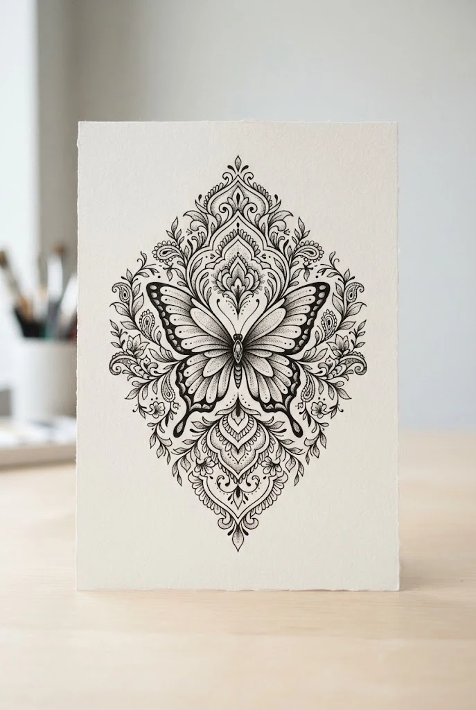 Bold Khaleeji Statement Piece — butterfly henna tattoo style outfit