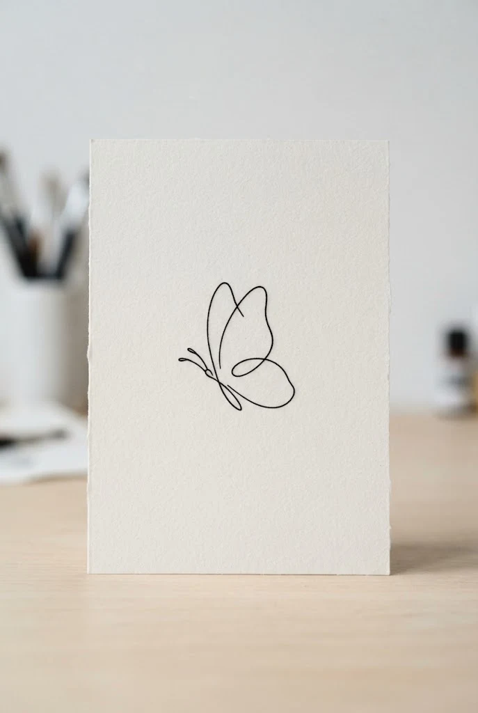Minimalist Single-Line Motif — butterfly henna tattoo style outfit