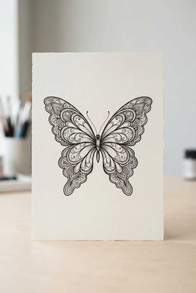 Lace-Bordered Wing Symphony — butterfly henna tattoo style outfit