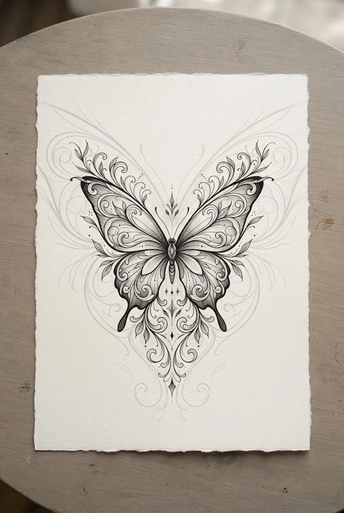 Symmetrical Flank Wing Spread — butterfly side tattoo style outfit