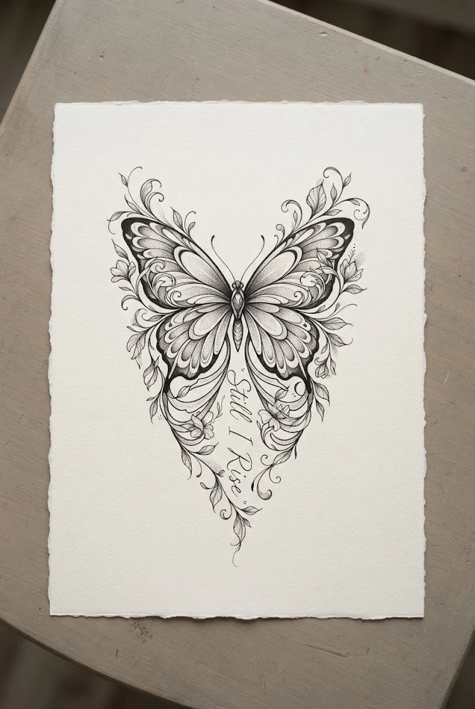 Hidden Quote Vine Rib Integration — butterfly side tattoo style outfit