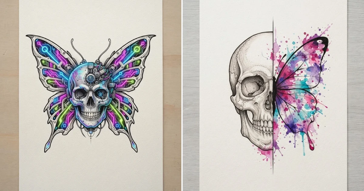 Butterfly skull tattoo for women: 20 Top Tattoo Ideas Butterfly skull tattoo for women