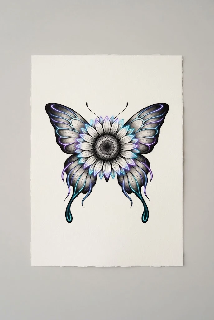 Bioluminescent Deep-Sea Glow — butterfly sunflower tattoo style outfit