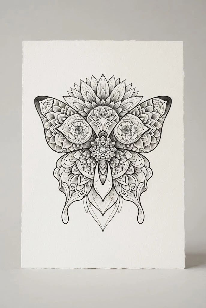 Geometric Sacred Mandala — butterfly sunflower tattoo style outfit
