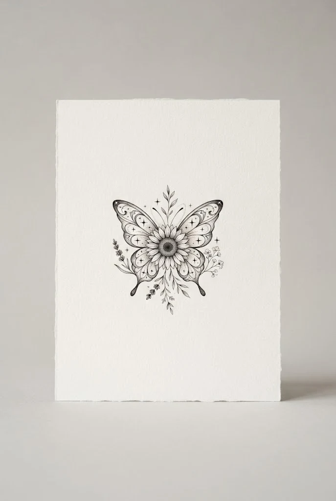 Fine-Line Micro Bouquet — butterfly sunflower tattoo style outfit