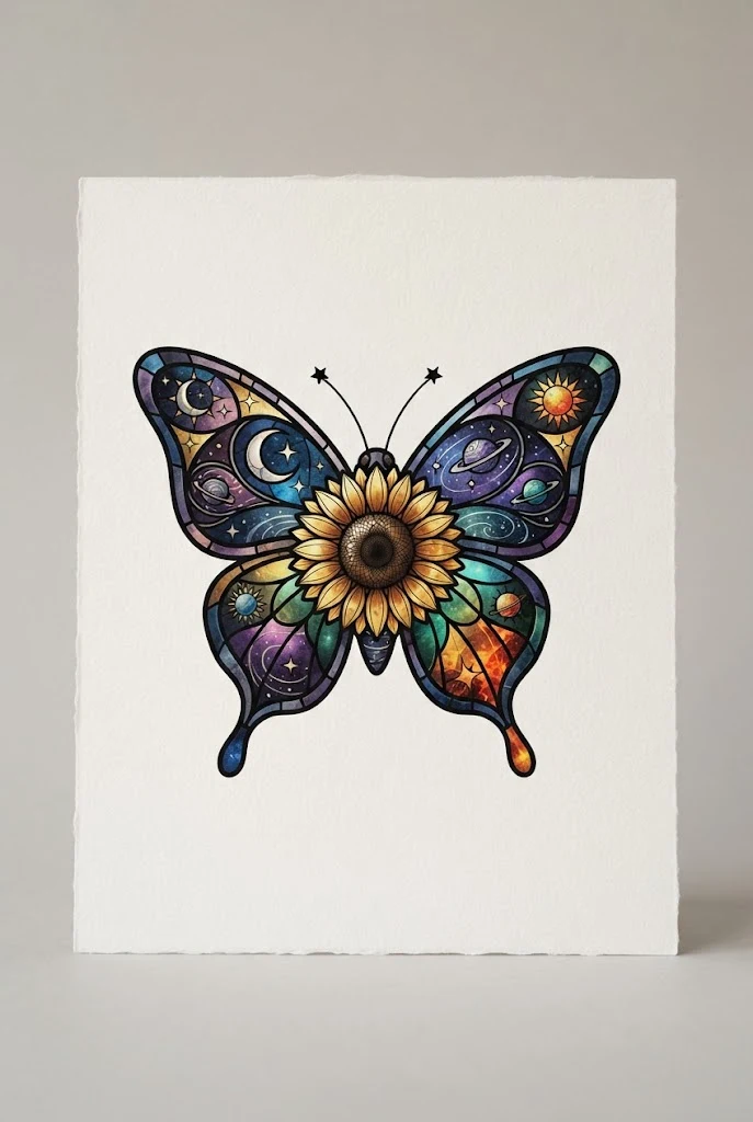 Celestial Stained Glass — butterfly sunflower tattoo style outfit