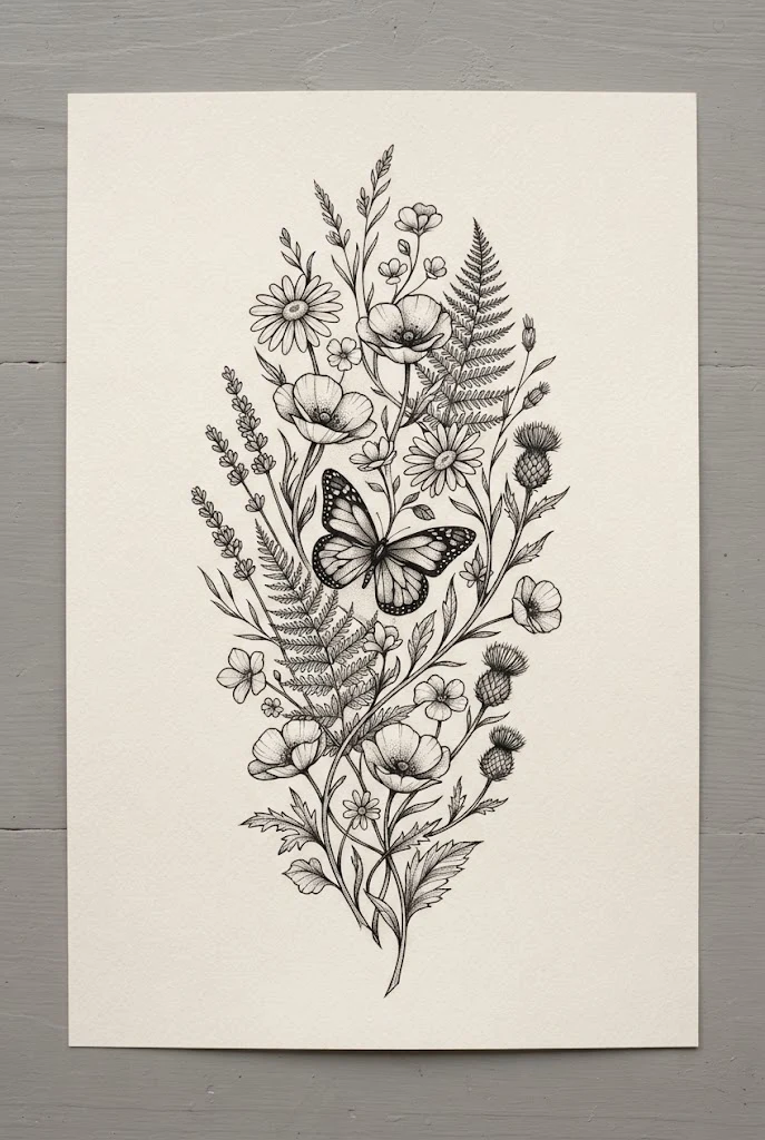 Wildflower Meadow Forearm Wrap — butterfly tattoo aesthetic style outfit