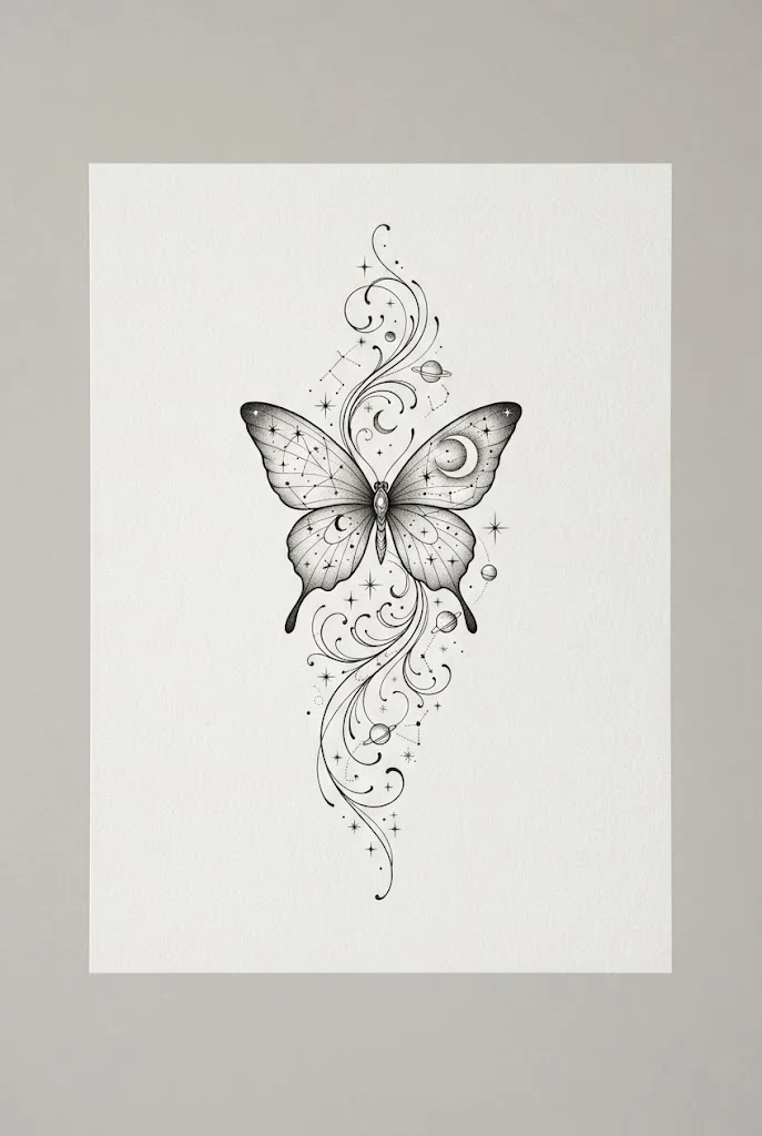 Celestial Moon and Star Winged Wrap — butterfly tattoo black women style outfit