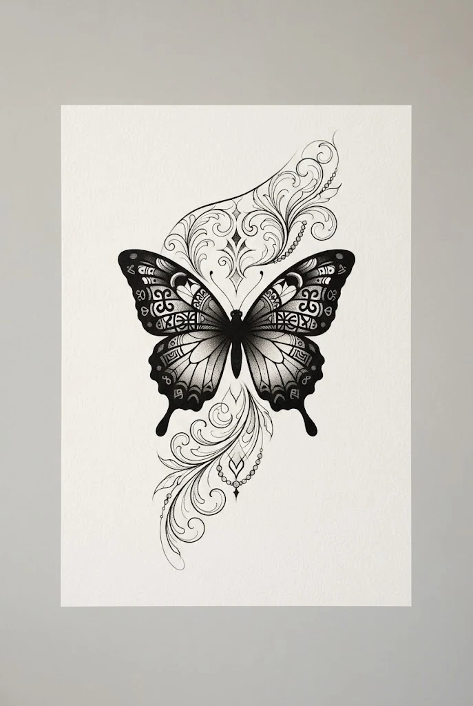 Bold Blackwork Shoulder Silhouette — butterfly tattoo black women style outfit
