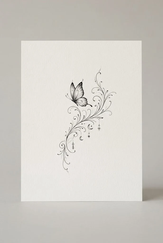 Dainty Wrist Line-Art Charm — butterfly tattoo black women style outfit