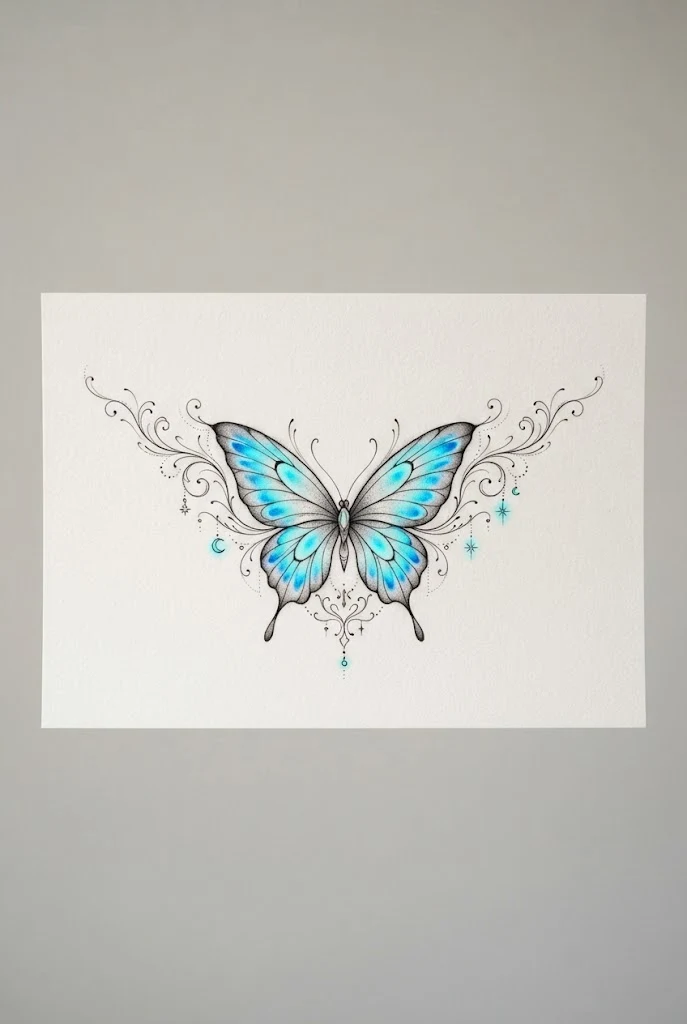 Ethereal Neon Cyan Collarbone Piece — butterfly tattoo black women style outfit