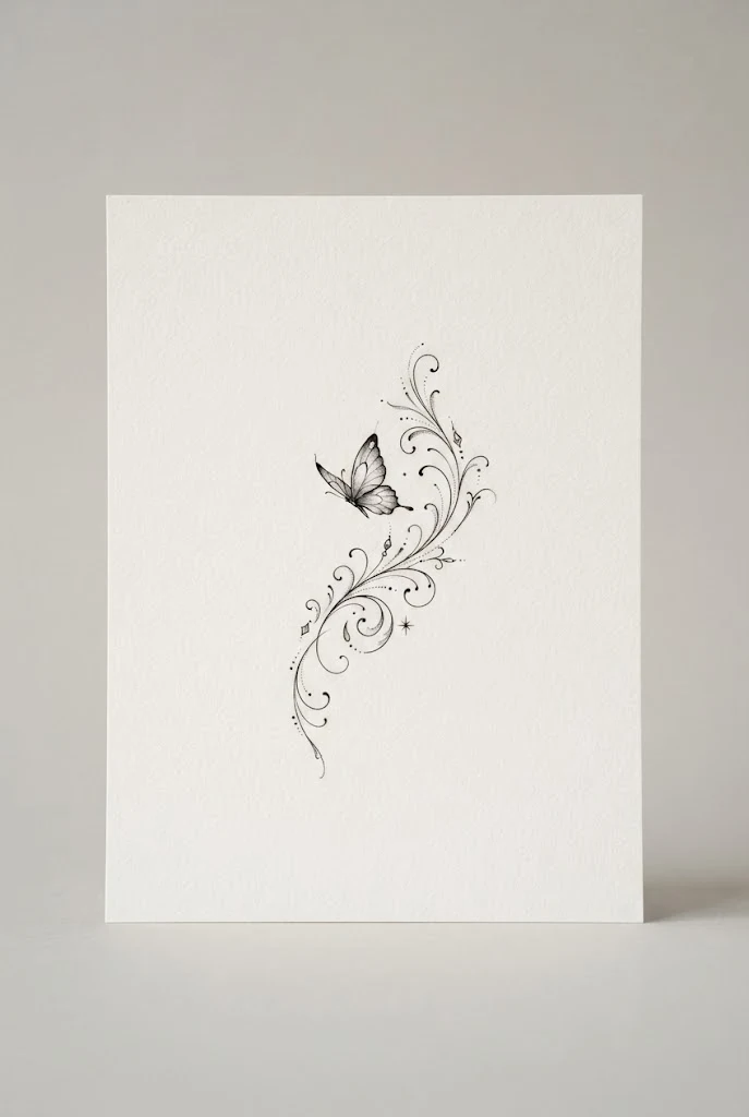 Graceful Behind-the-Ear Micro Accent — butterfly tattoo black women style outfit
