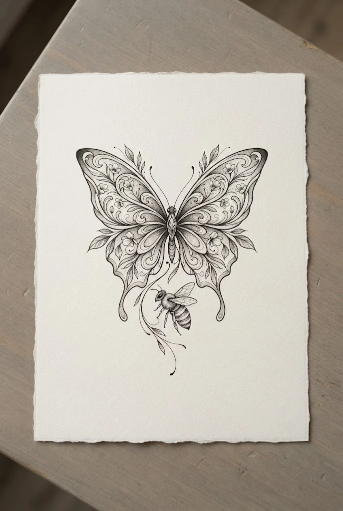 Dual Insect Companion Layout Butterfly Tattoo Designs Drawing — butterfly tattoo designs drawing style outfit
