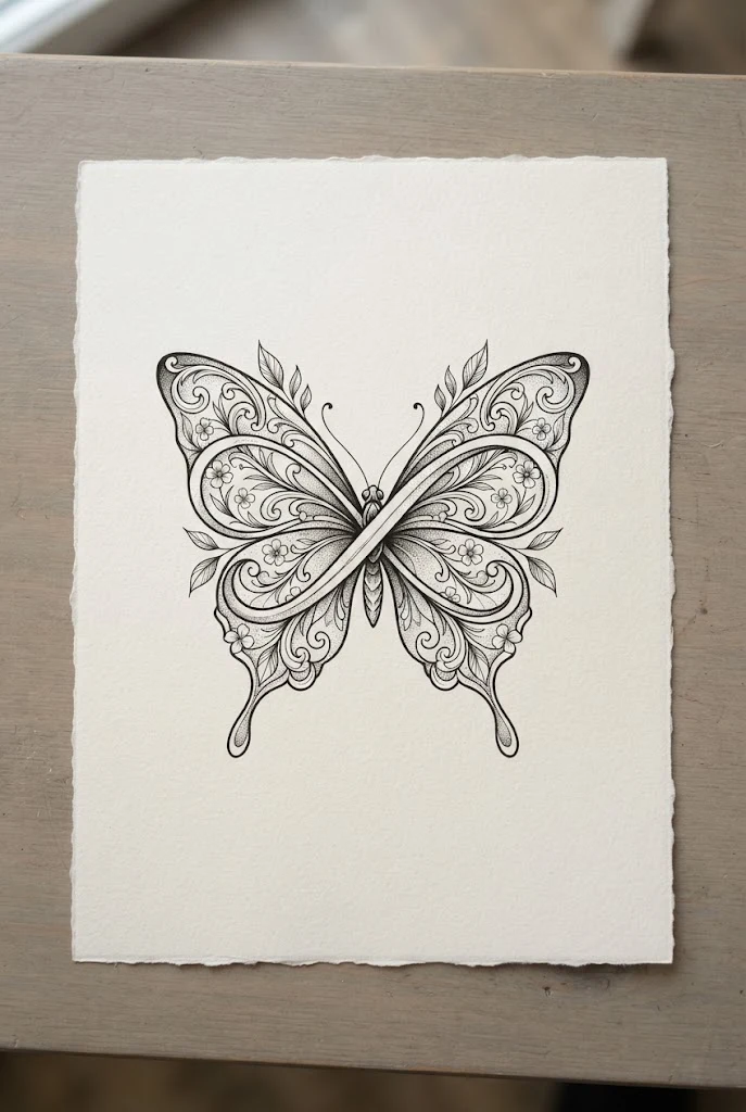 Infinity Loop and Butterfly Integration Butterfly Tattoo Designs Drawing — butterfly tattoo designs drawing style outfit