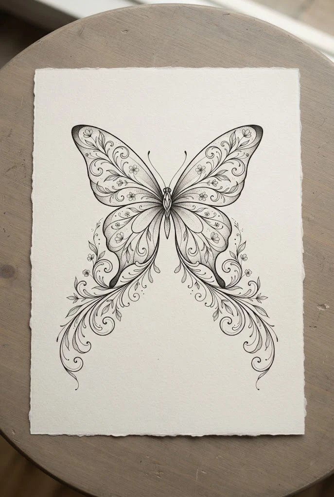 Extended Waistline Wing Sweep Butterfly Tattoo Designs Drawing — butterfly tattoo designs drawing style outfit