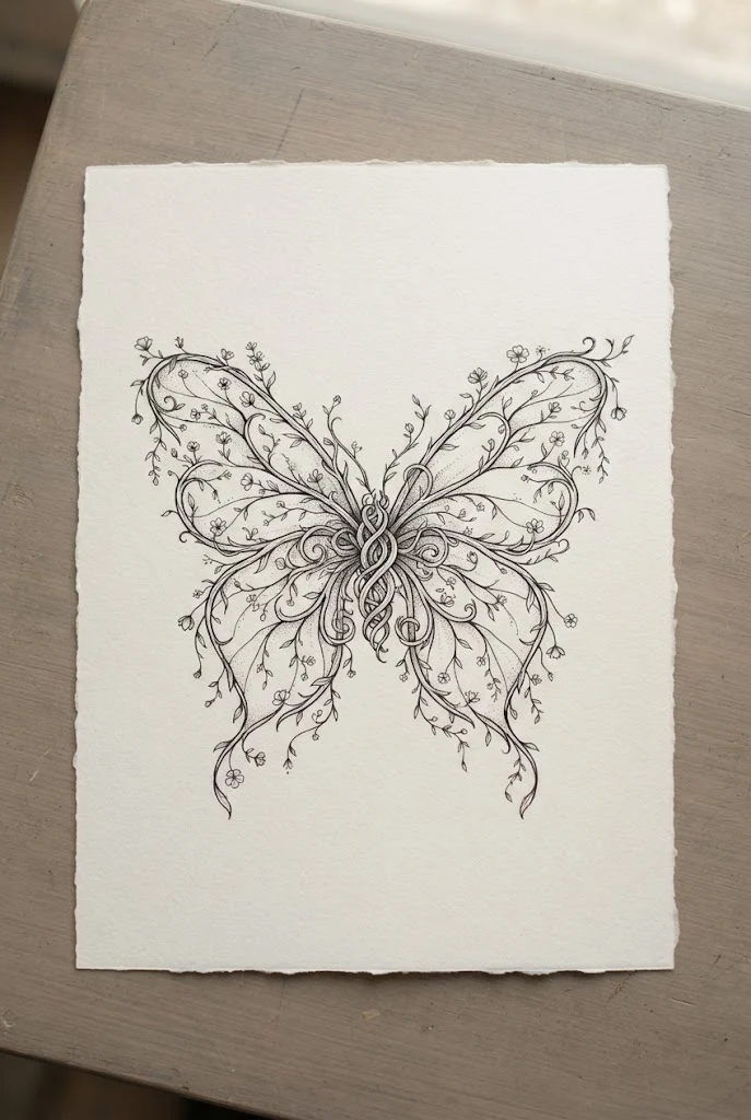 Hidden Vine Butterfly Tattoo Designs Drawing — butterfly tattoo designs drawing style outfit