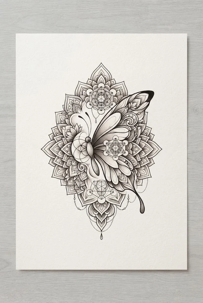 Geometric Sacred Mandala Butterfly Tattoo Designs for Females — butterfly tattoo ideas for women style outfit