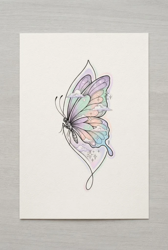 Pastel Dreamscape Butterfly Tattoo Ideas for Females Wrist — butterfly tattoo ideas for women style outfit