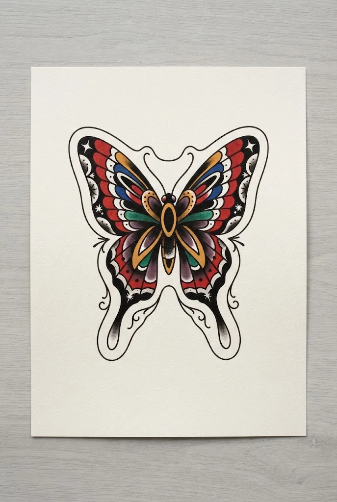 Traditional American Bold-Line Butterfly Tattoo Designs for Women Hand — butterfly tattoo ideas for women style outfit