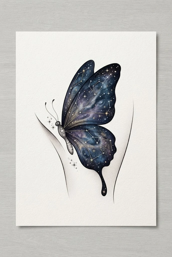 Constellation Stardust Butterfly Tattoo Ideas for Women — butterfly tattoo ideas for women style outfit