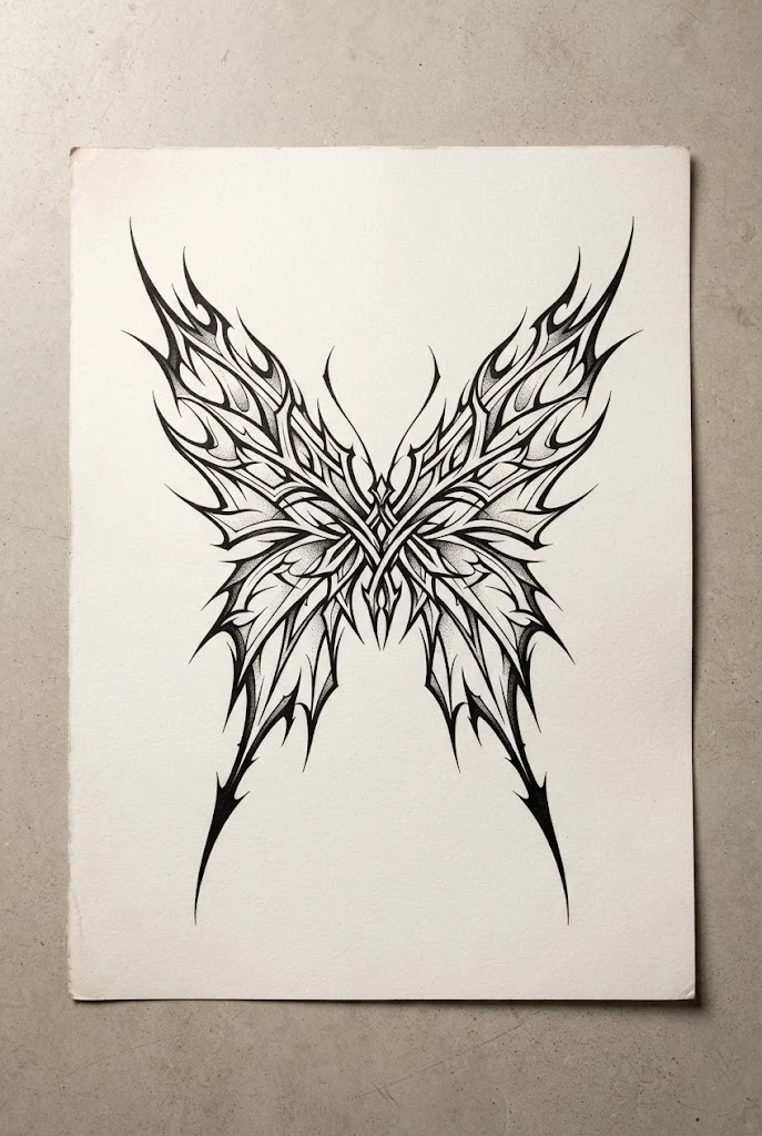 Cyber-Sigilism Lower Abdomen Symmetry — butterfly tattoo waist style outfit