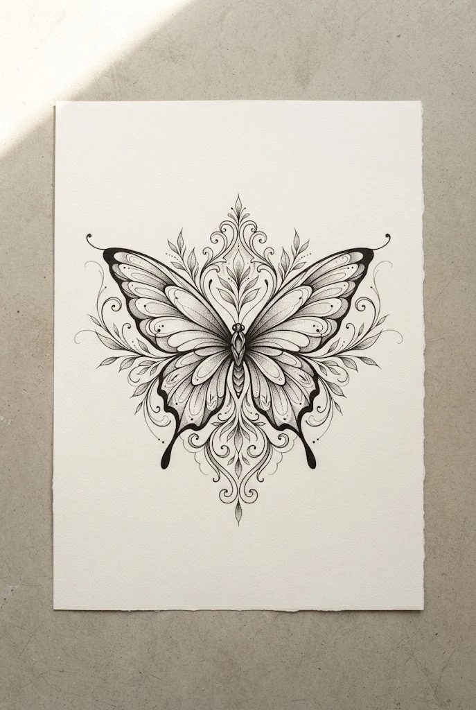 Lower Stomach Statement Piece — butterfly tattoo waist style outfit
