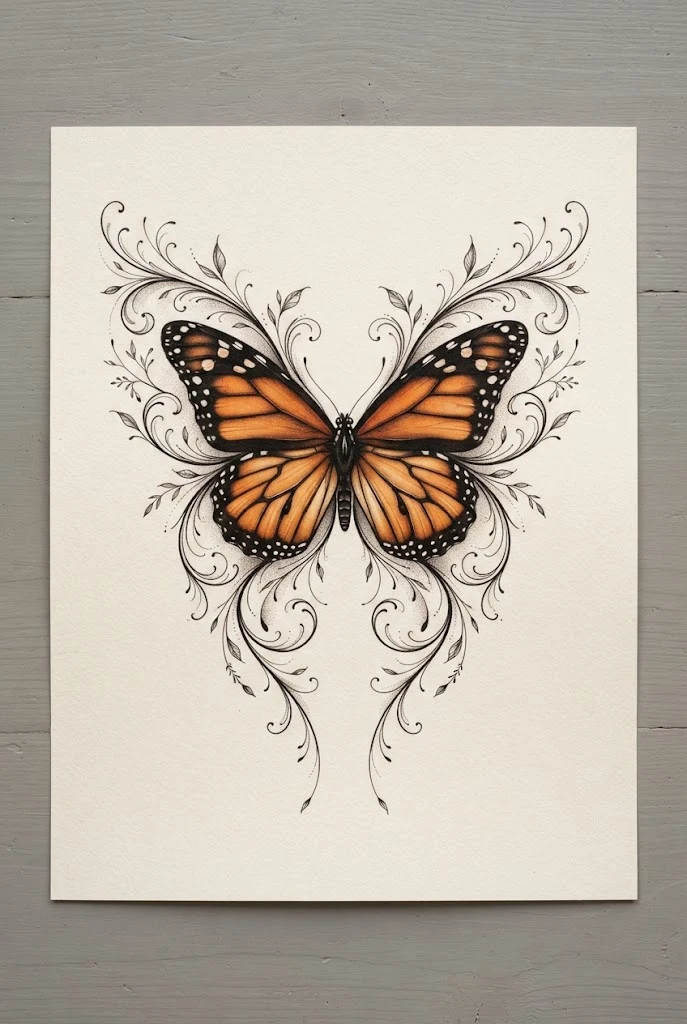The Majestic Monarch Upper Back Span — butterfly wings back tattoo style outfit