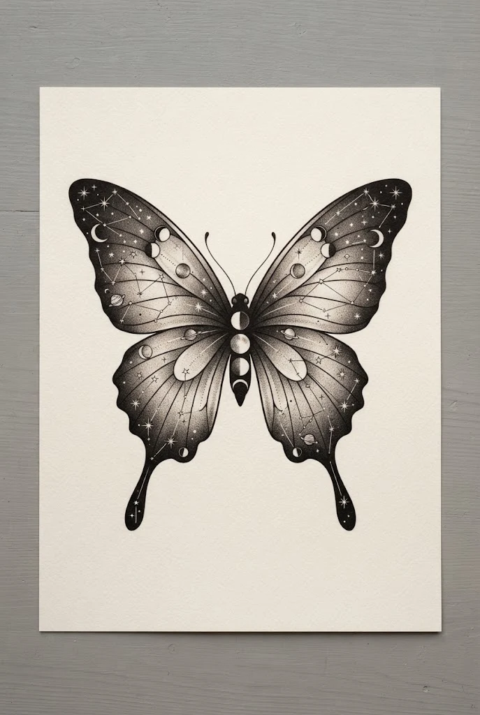 Celestial Moonlit Wing Constellation — butterfly wings back tattoo style outfit