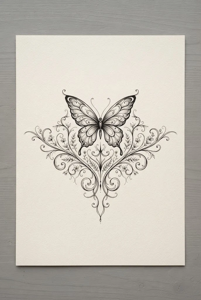 Subtle Nape and Neckline Accent — butterfly wings back tattoo style outfit
