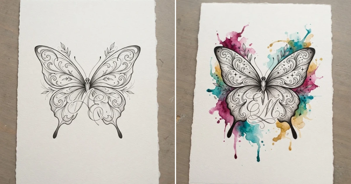 Butterfly with initials tattoo: 15 Stunning Tattoo butterfly with initials tattoo