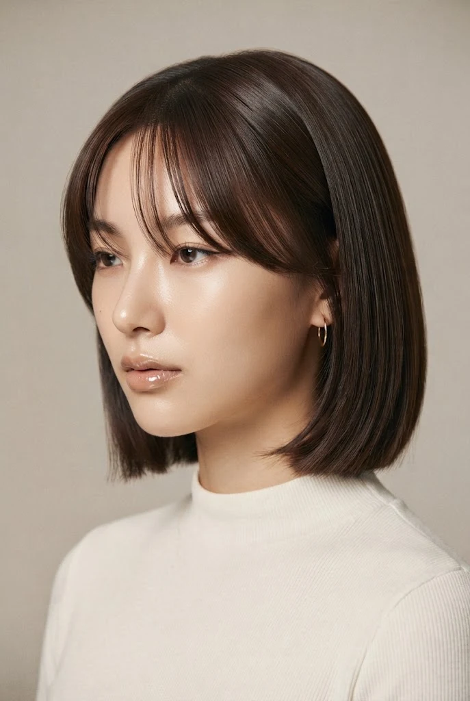 Sleek Corean Curtain Bangs — cabello corto peinados aesthetic style outfit