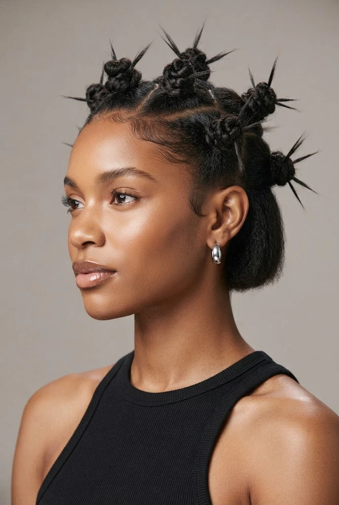Y2K Spiky Baby Buns — cabello corto peinados aesthetic style outfit