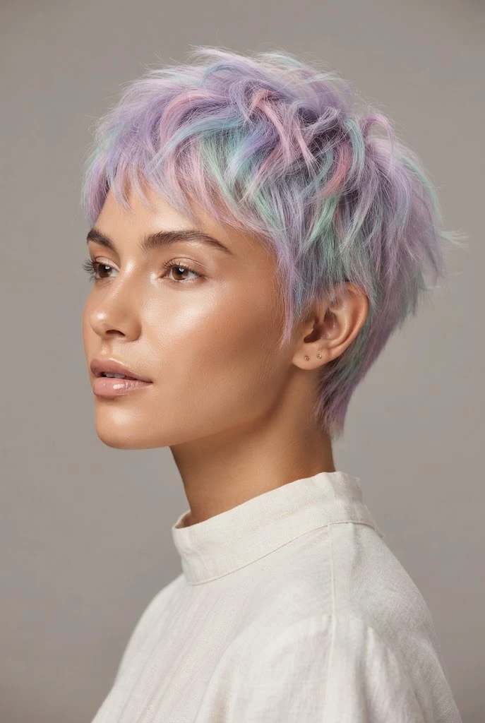 Pastel Dream Fuzzy Pixie — cabello corto peinados aesthetic style outfit