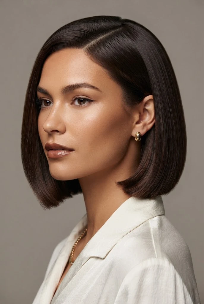 Sleek Side-Parted Old Money Bob — cabello corto peinados aesthetic style outfit