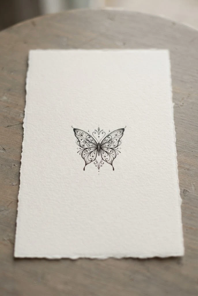 Dainty Sternum Micro-Inky Charm — chest butterfly tattoo style outfit