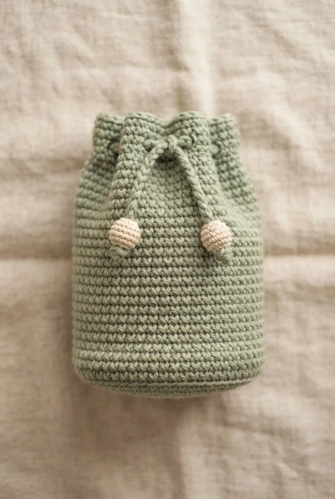 Sage Green Drawstring Cinch Sack — chunky crochet bag pattern free