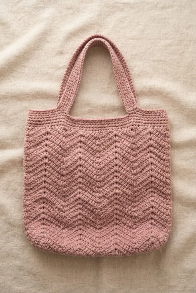 Dusty Rose Chevron Tote — chunky crochet bag pattern free