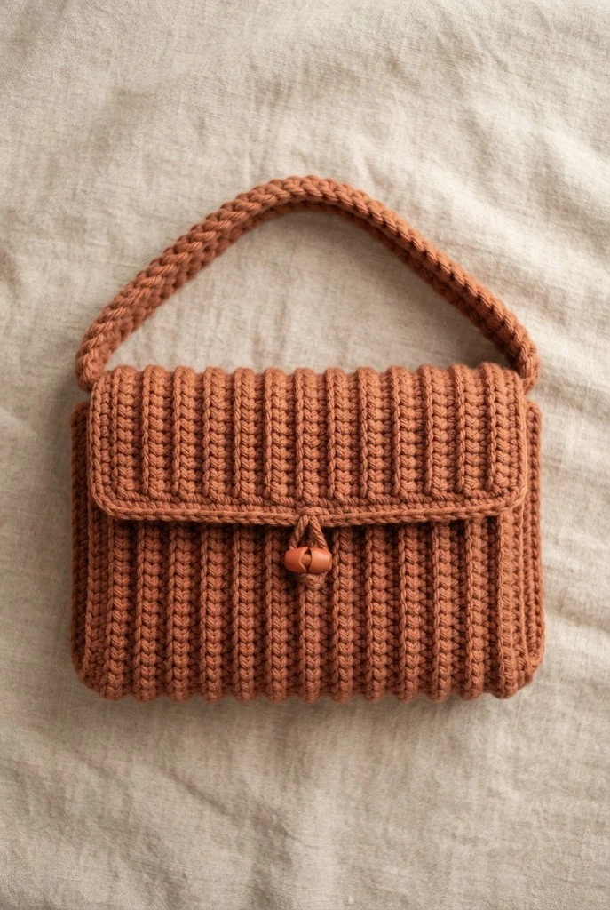 Terracotta Ribbed Accordion Bag — chunky crochet bag pattern free