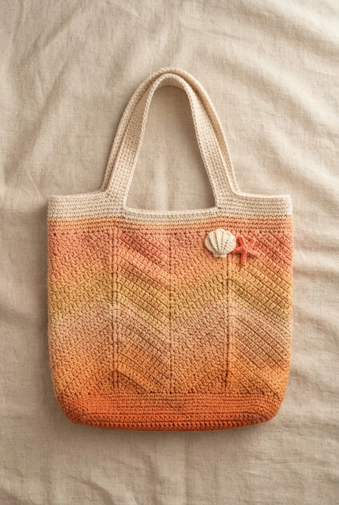 Sunset Ombre Beach Shopper — chunky crochet bag pattern free