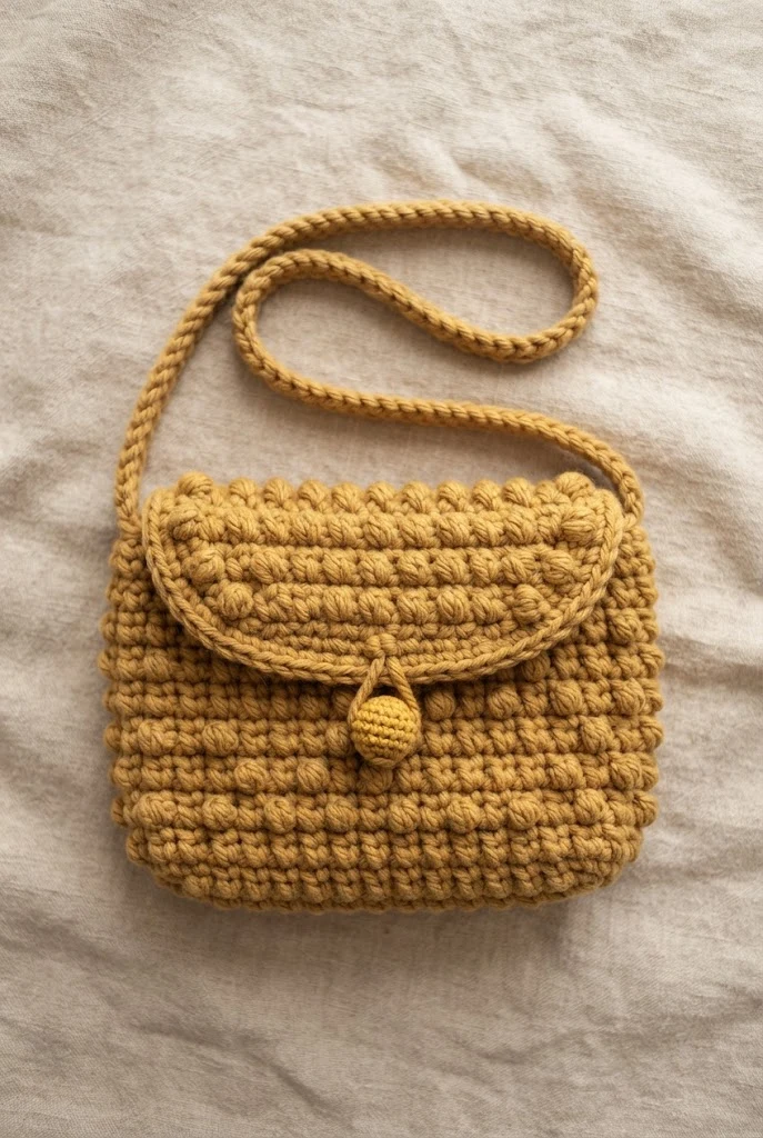 Mustard Yellow Popcorn Crossbody — chunky crochet bag pattern free