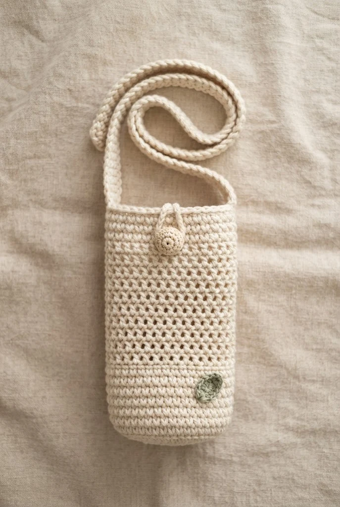 Minimalist Ecru Water Bottle Sling — chunky crochet bag pattern free